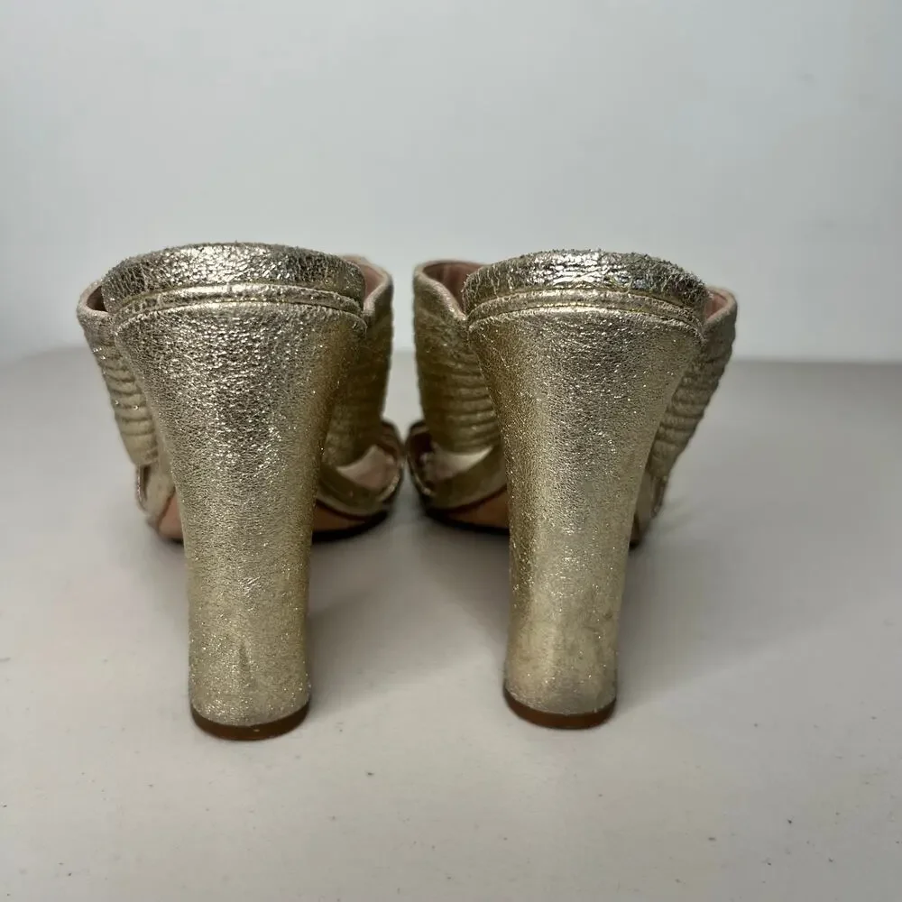 Tory Burch Brida Metallic Mule Sandals Size 8.5